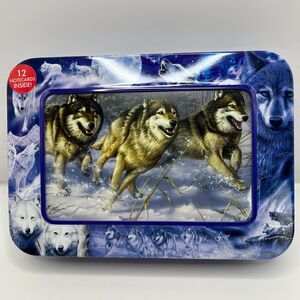 12 Count‎ Wolf All Occasion Notecard Set in Decorative Tin - Wolf Spirits